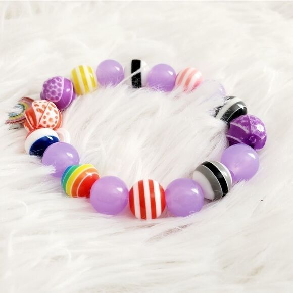 Handmade Children's Stretch Rainbow Pride Beaded Bracelet - Picture 7 of 14